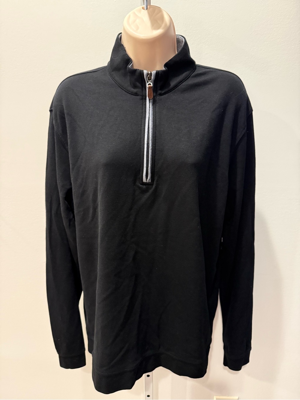 Johnnie-O Sully Black Quarter Zip Pullover Long Sleeve Men Size M - Picture 2 of 12
